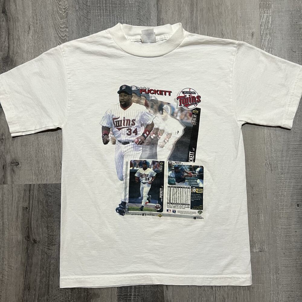 VTG Kirby Puckett Minnesota Twins 90s MLB Baseball T Shirt White 1996 Small